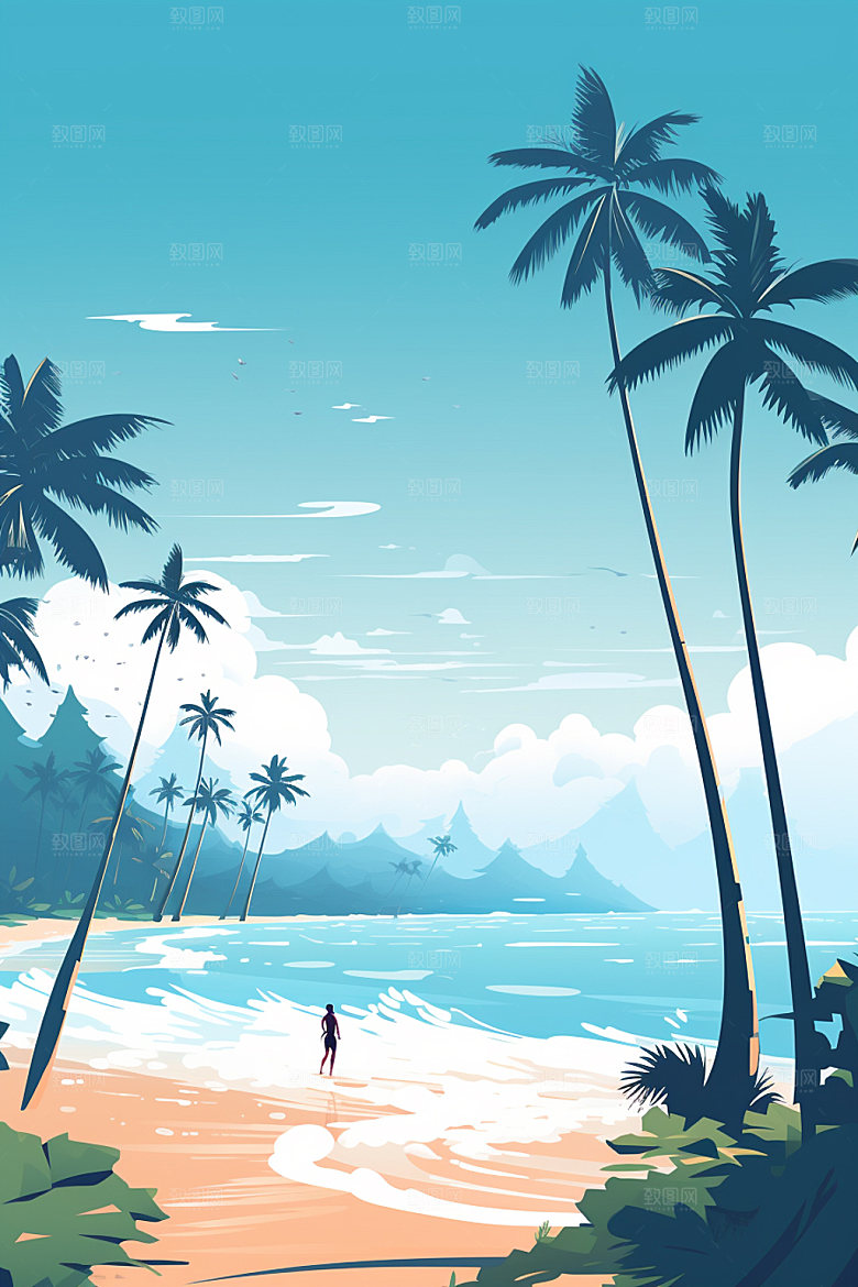夏季海边沙滩夏天素材