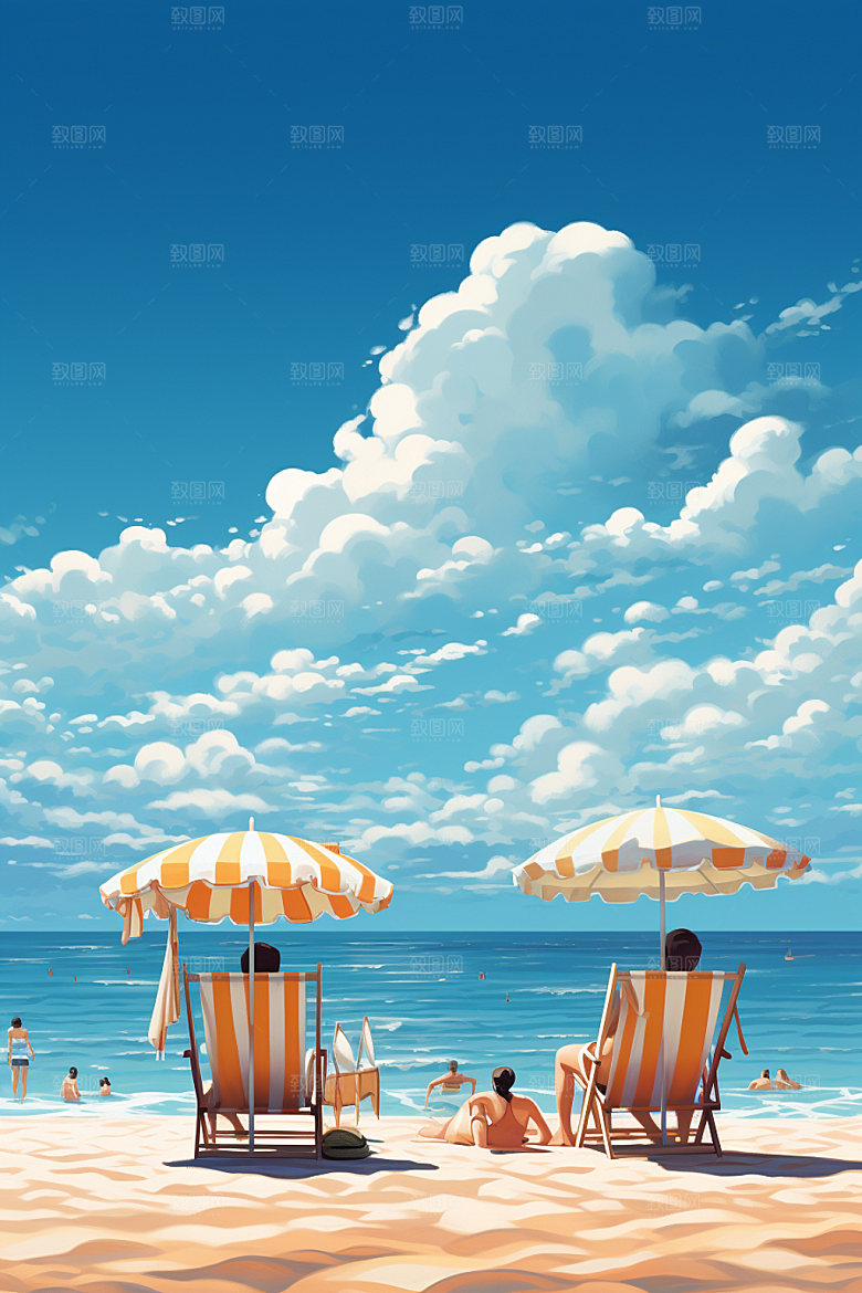 夏季海边旅游度假素材