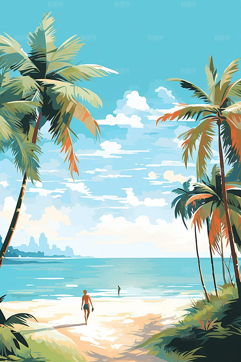 夏季海边旅行度假素材