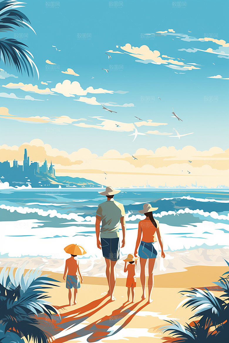 夏季海边旅游夏日素材