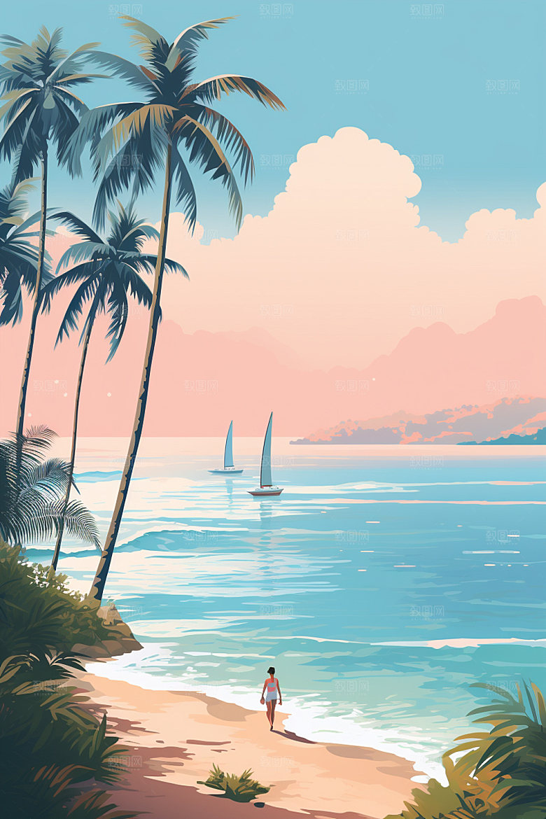 夏季海边旅行夏日素材