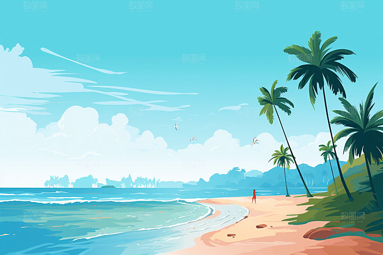 夏季海边大海度假素材