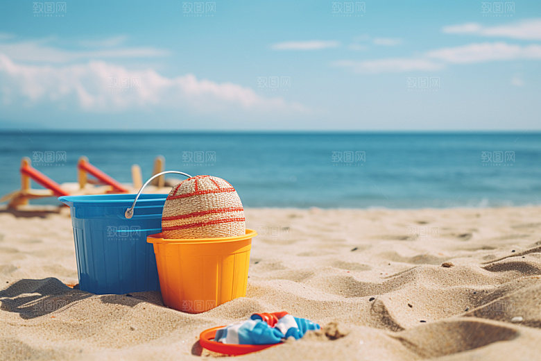 夏季物品解暑海边素材