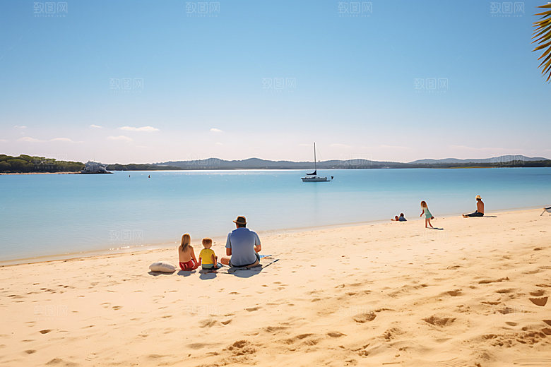 夏季海边游泳高清摄影图