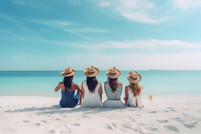 夏季海边休闲高清摄影图
