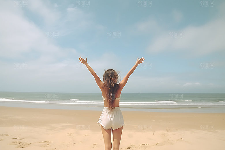 夏季海边休闲高清摄影图