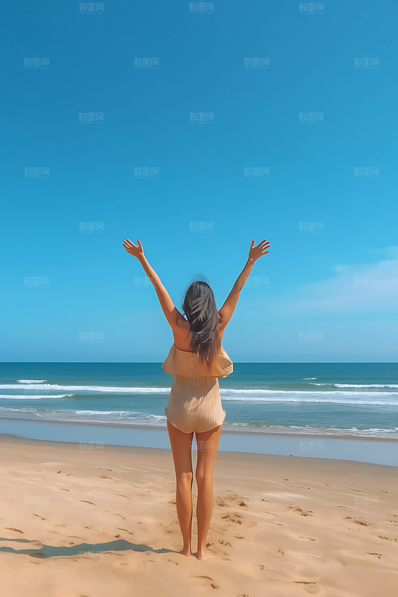 夏季海边旅行沙滩摄影图