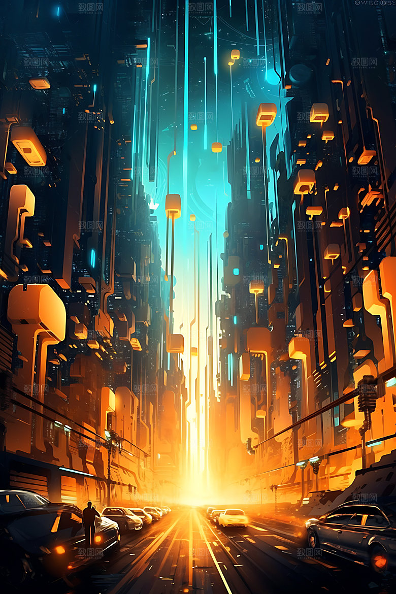 未来都市场景科技城市原画