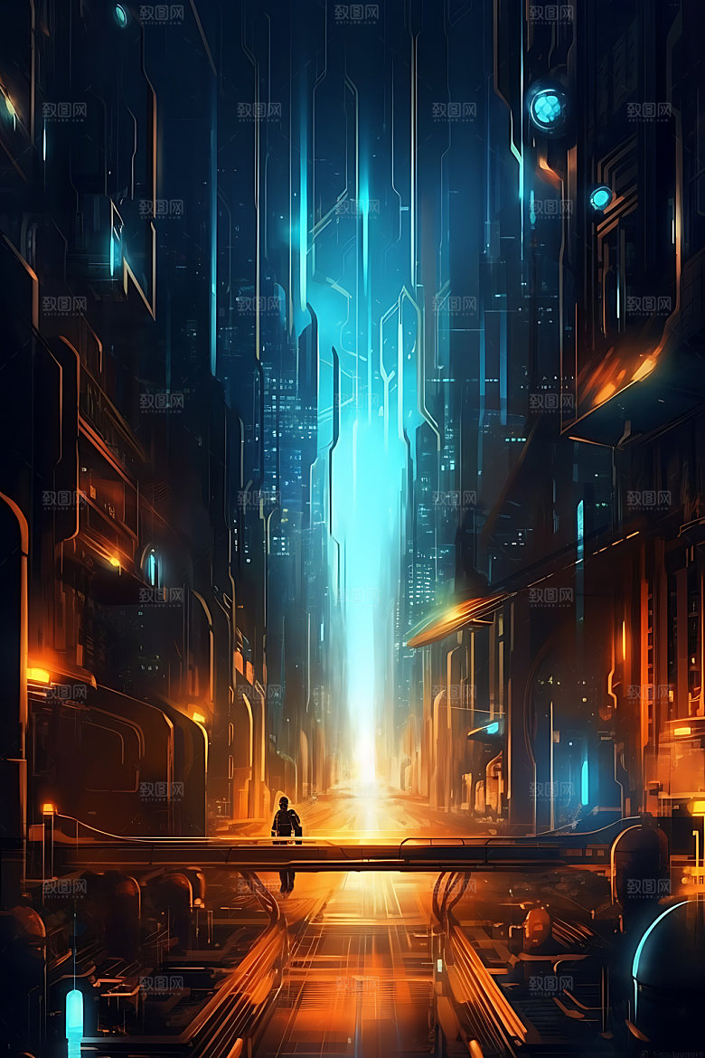 未来都市赛博朋克游戏原画
