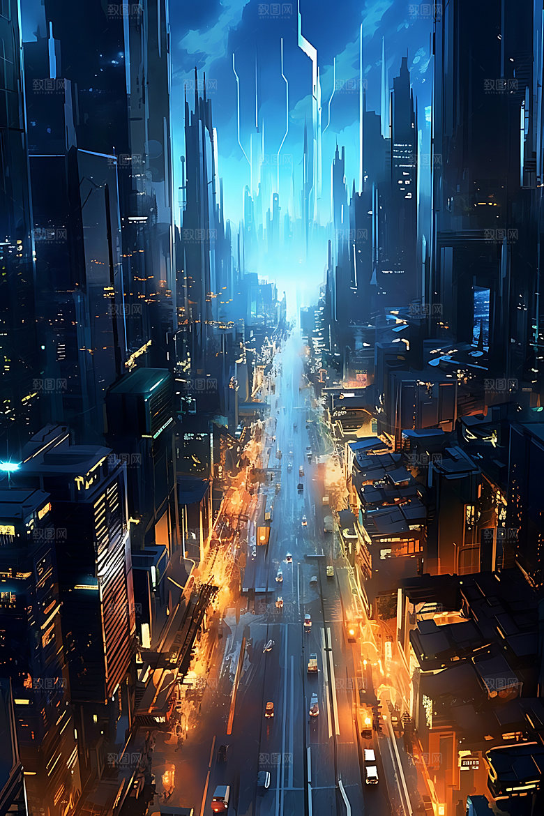 未来都市赛博朋克游戏原画