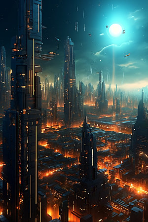 未来都市游戏科技城市原画