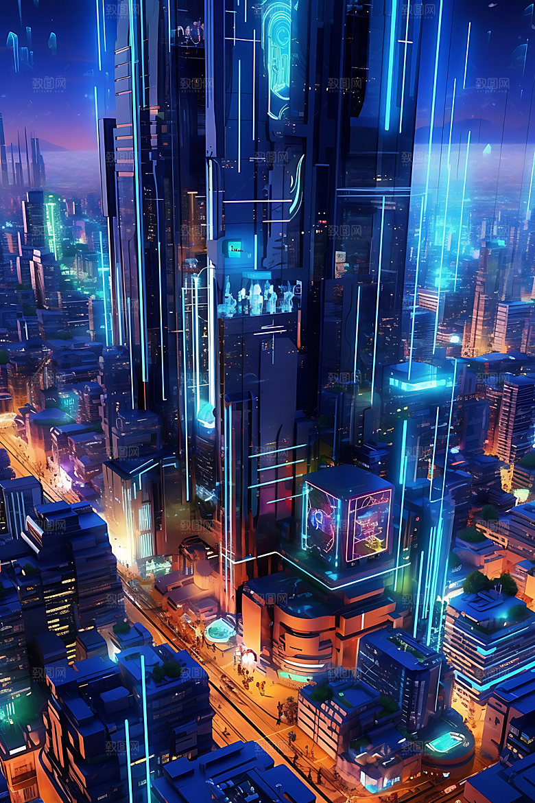 未来都市游戏场景原画