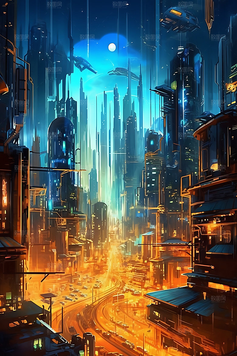 未来都市未来建筑场景原画