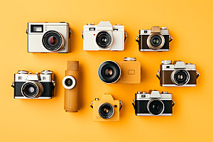 相机单反拍摄工具相机组合摄影图