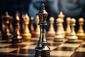 国际象棋高清下棋摄影图