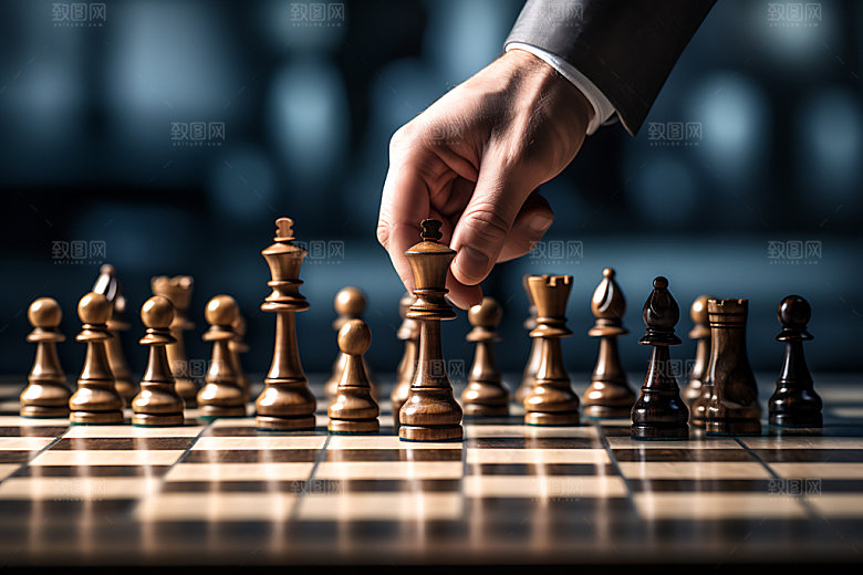 国际象棋商务博弈摄影图