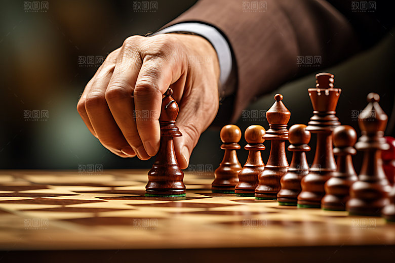 国际象棋下棋对弈摄影图