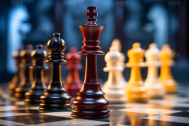 国际象棋商务博弈摄影图