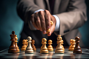 国际象棋企业精神对弈摄影图