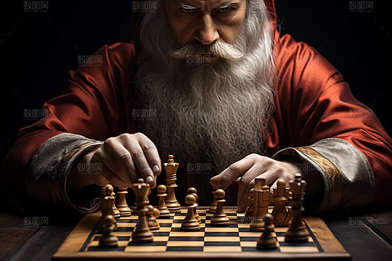 国际象棋决策下棋摄影图