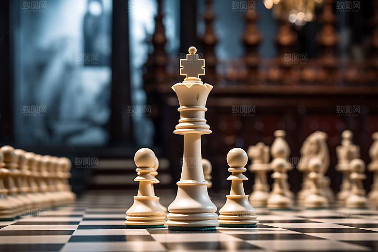国际象棋商业规划对弈摄影图