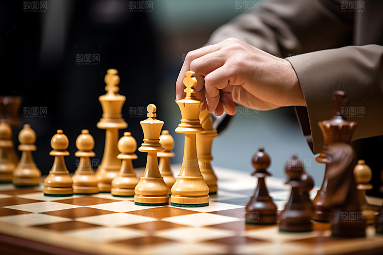国际象棋企业精神下棋摄影图
