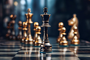 国际象棋下棋对弈摄影图