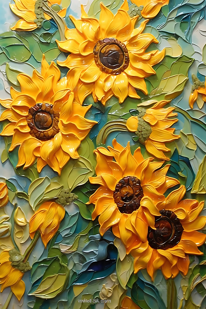 向日葵阳光清新油画