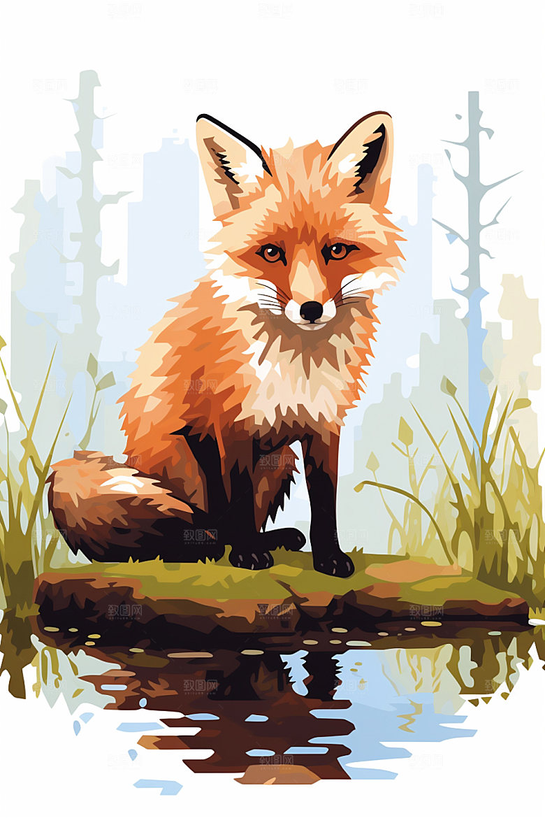 像素风猫咪手绘插画矢量素材