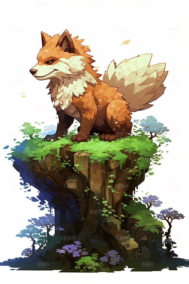 像素风手绘插画狗矢量素材