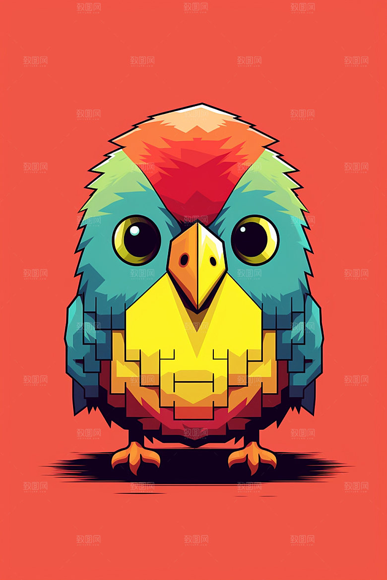 像素风手绘插画狐狸矢量素材