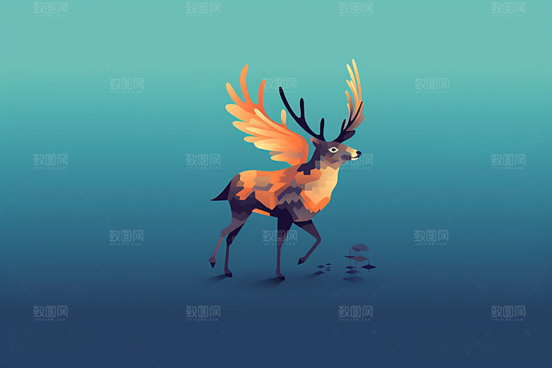 像素风水彩手绘插画矢量素材