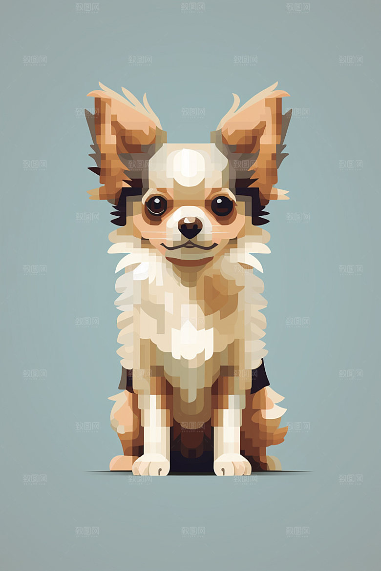 像素风狗手绘插画矢量素材