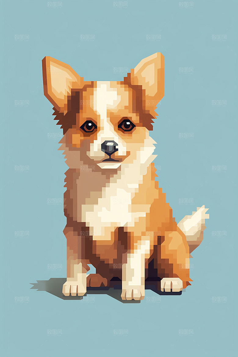 像素风狐狸手绘插画矢量素材