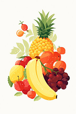 马赛克像素风新鲜水果组合多种水果矢量元素