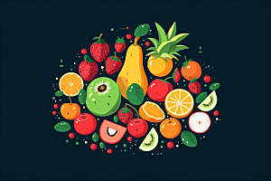 马赛克像素风新鲜水果组合多种水果矢量元素