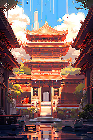 古代庭院中国风古风游戏场景