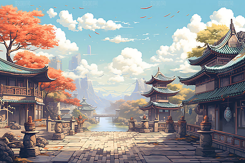 古代庭院古风古建筑游戏场景