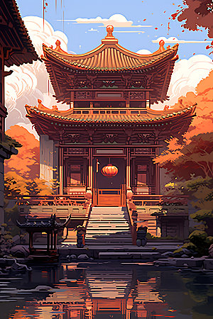 古代庭院古建筑中国风游戏场景