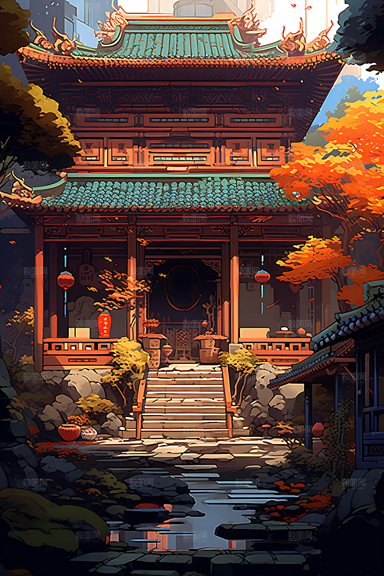 古代庭院古风中国风游戏场景