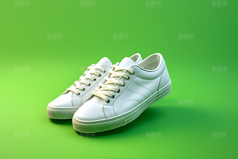 小白鞋效果图白色休闲鞋展示图