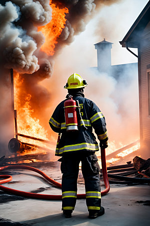 消防员救火安全素材