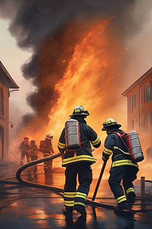 消防员救火安全素材