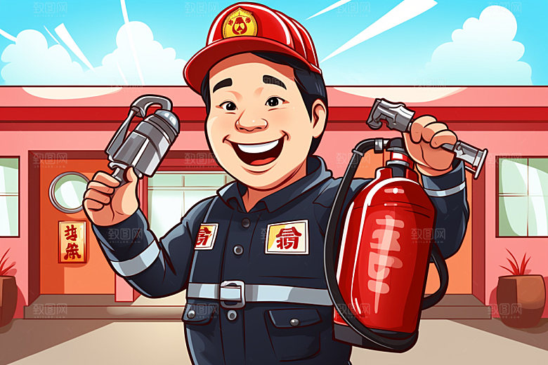 消防救援火灾现场消防安全矢量插画