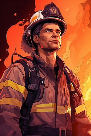 消防救援消防安全防护设备矢量插画