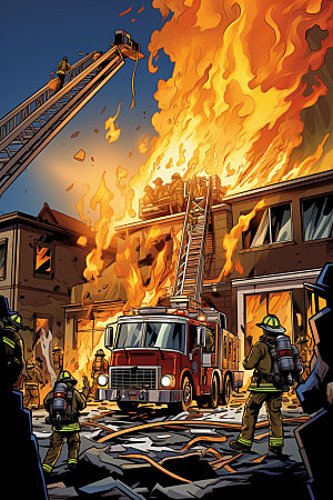 消防救援防护设备消防安全矢量插画