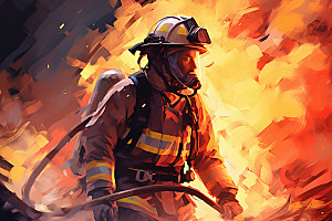 消防救援消防安全防护设备矢量插画