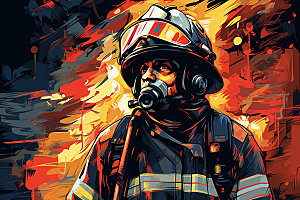 消防救援救灾防护设备矢量插画