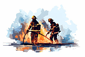 消防救援救灾消防安全矢量插画