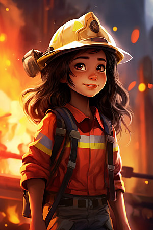 消防员最美逆行者救火人物模型